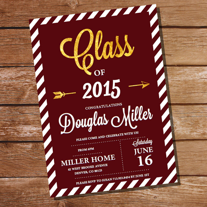 Maroon and Gold Graduation Invitation