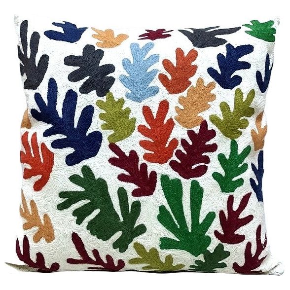 Matisse Multi Leaves Chain Stitch Pillow #3