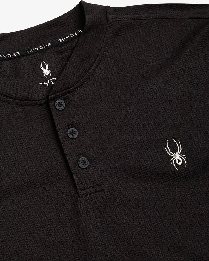 Men's Long Sleeve Thermal Henley - Black