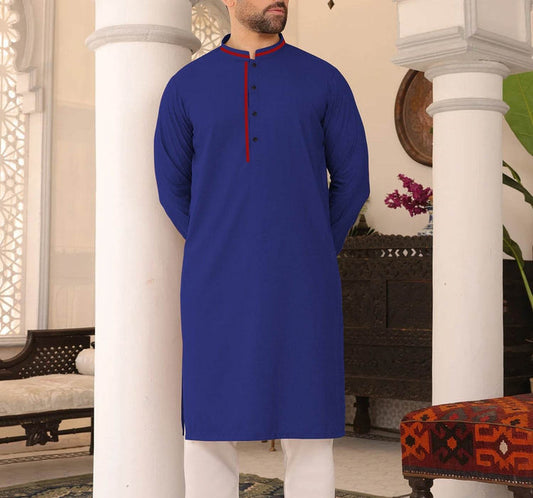 Men's Navy Blue Plain Kurta 3064 - Dubai Offers Today