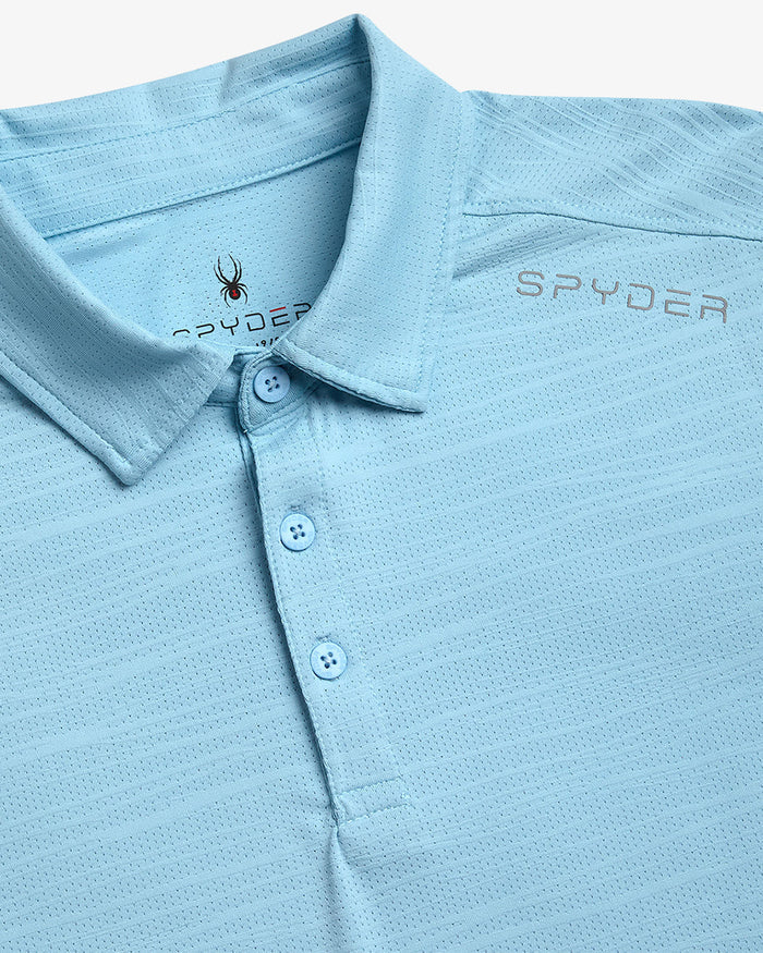 Men's Short Sleeve Jacquard Polo - Sky Blue