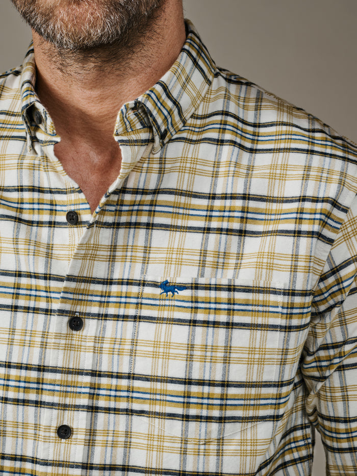 Aubin Turmeric Check Merton Brushed Oxford Button Down Shirt | Shirts