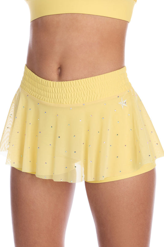 Mesh Overlay Skirt in Butter Yellow