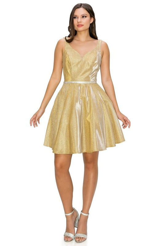 Metalic Party Dress by Cinderella Couture USA AS8013J-GOLD