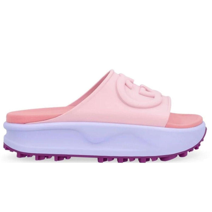 Gucci Miami GG - Embossed Pink Rubber Slides - Runway Catalog