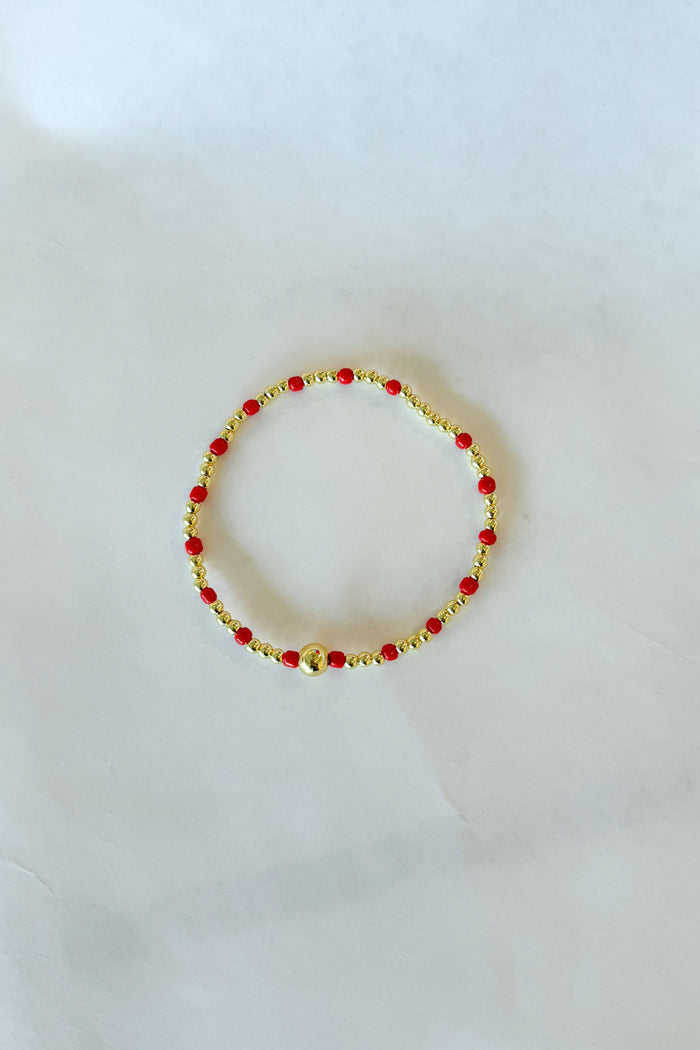 Mini Beaded Stainless Steel Bracelet Red, dallas boutique, boutique, bracelet, bracelets. adeline boutique