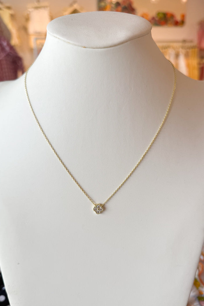 Mini Gracie CZ Pendant Necklace Gold, necklace, necklaces, jewelry, accessory, accessories, dallas boutique, boutique, adeline boutique