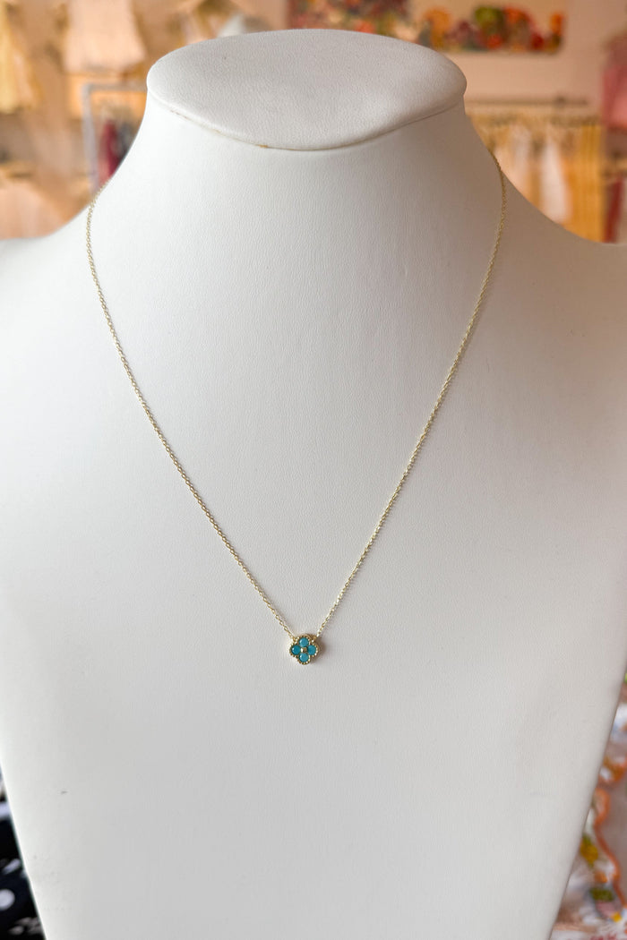 Mini Gracie CZ Pendant Necklace Blue, necklace, necklaces, jewelry, accessory, accessories, dallas boutique, boutique, adeline boutique