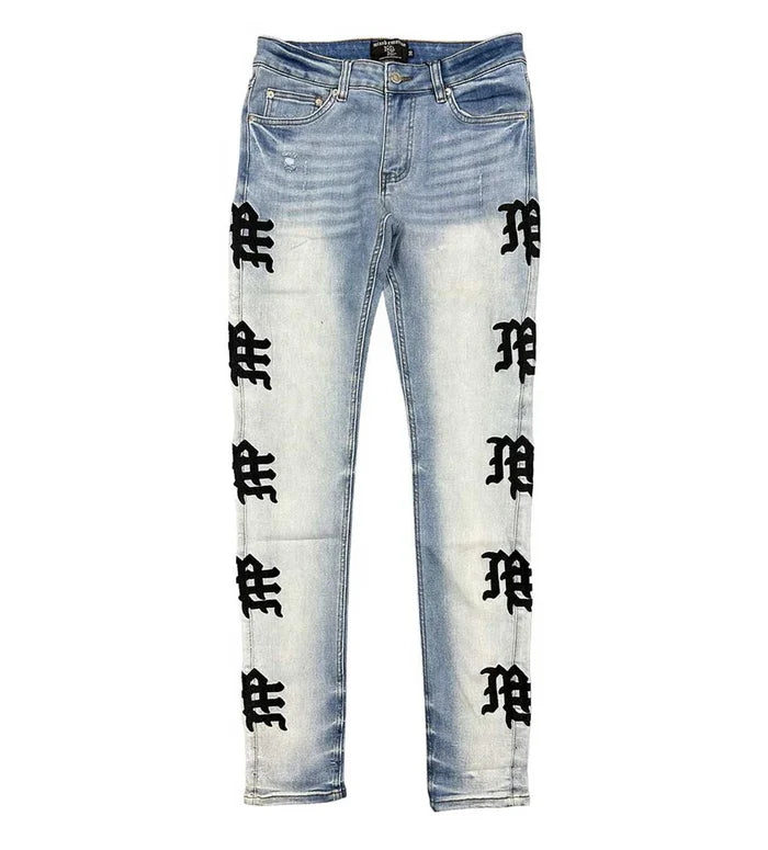Mixed Emotion - monogram light blue washed blu/blk - Clique Apparel
