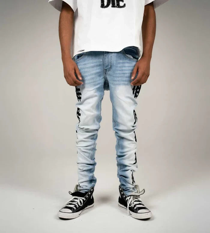 Mixed Emotion - monogram light blue washed blu/blk - Clique Apparel