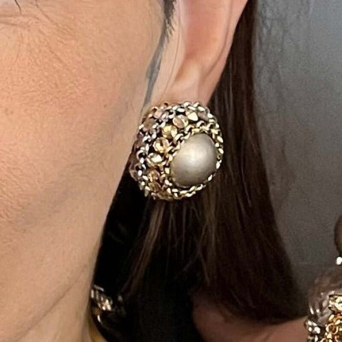 Mixed Metal Chain Clip On Earrings