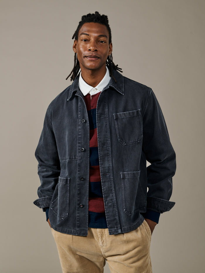 Aubin Washed Black Mortlake Worker Jacket | Jackets