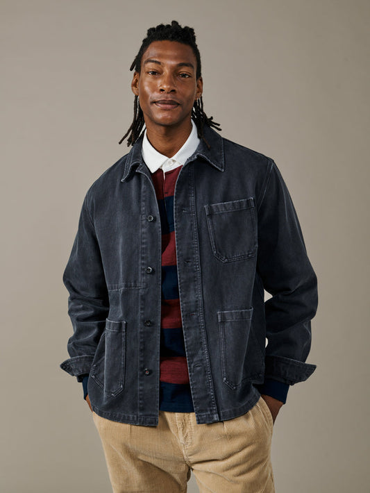 Aubin Washed Black Mortlake Worker Jacket | Jackets