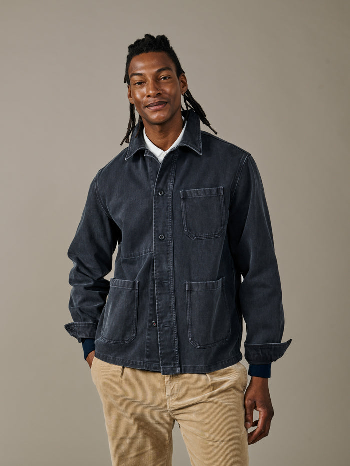 Aubin Washed Black Mortlake Worker Jacket | Jackets