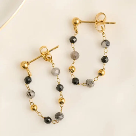 Narelle Waterproof Genuine Apatite Beaded Dangle Earrings