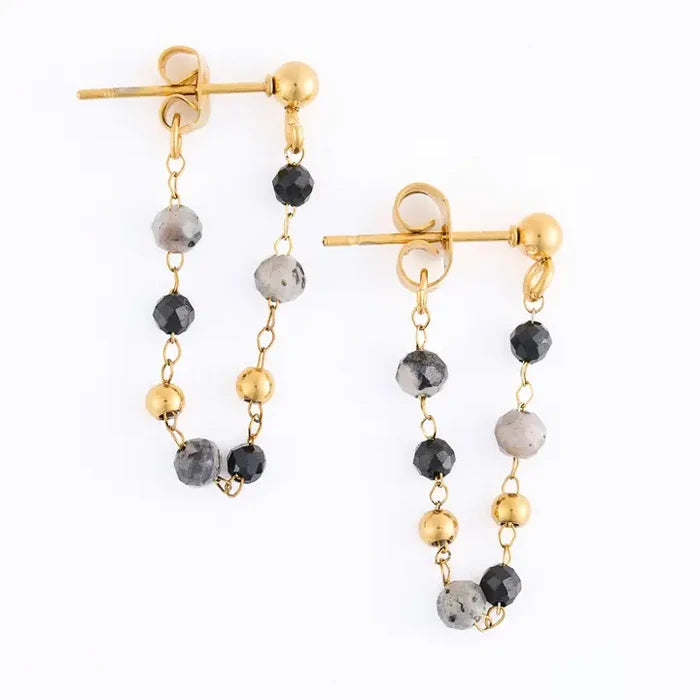 Narelle Waterproof Genuine Apatite Beaded Dangle Earrings