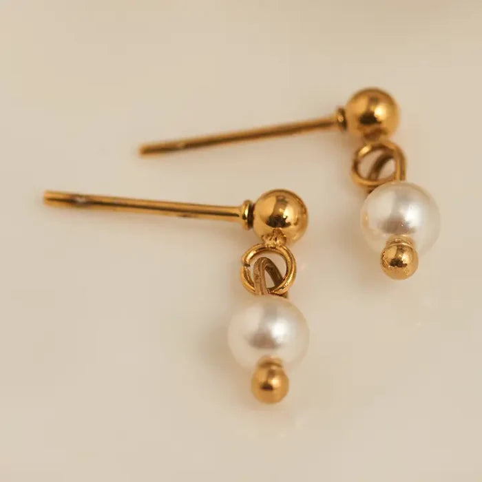 Narelle Waterproof Pearl Dangle Stud Earrings