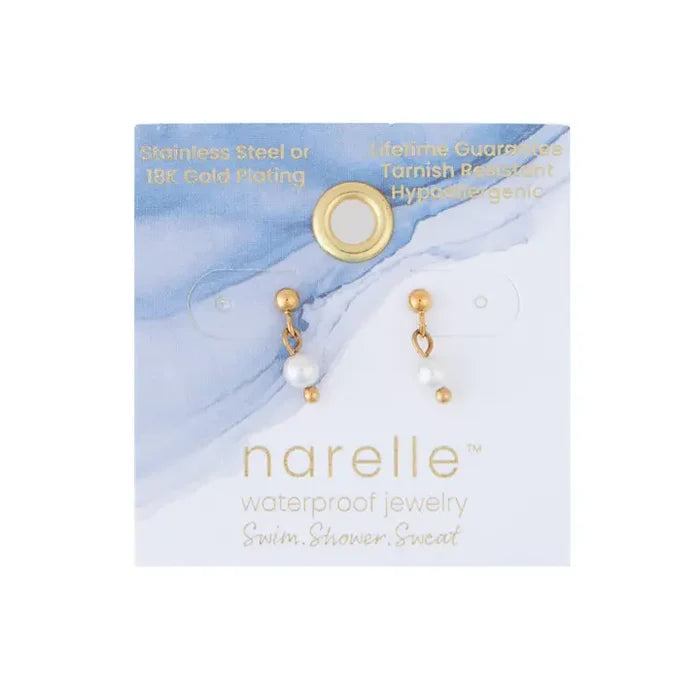 Narelle Waterproof Pearl Dangle Stud Earrings