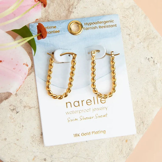 Narelle Waterproof Twisted Hoop Earrings