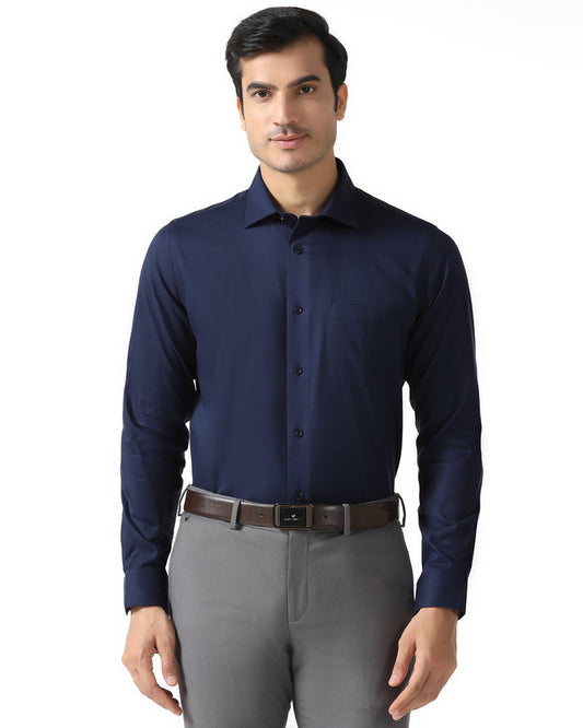 Navy Non Iron Textured Shirt - P31