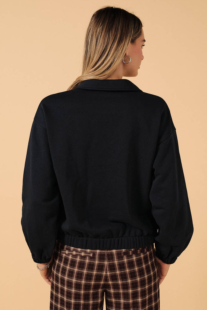 Navy & Orange "Game Day" Collared Half-Zip Football Sweatshirt