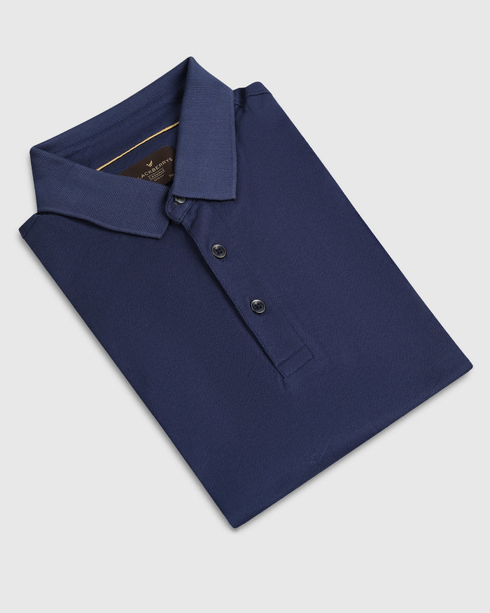 Navy Textured Polo - Wayne