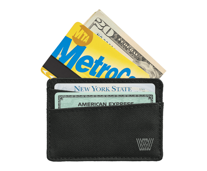 Carbon | Front view with cards and cash of Nova Card Case in Carbon