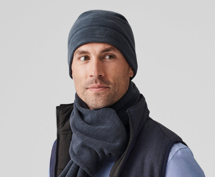 Front full view of Nova Fleece Hat in Total Eclipse Heather