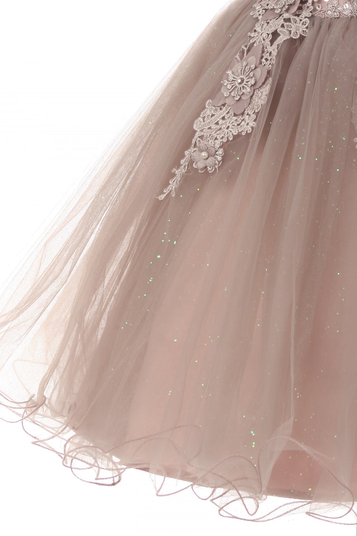 Off the Shoulder Floral Lace Tulle Girl Party Dress by Cinderella Couture USA AS9085