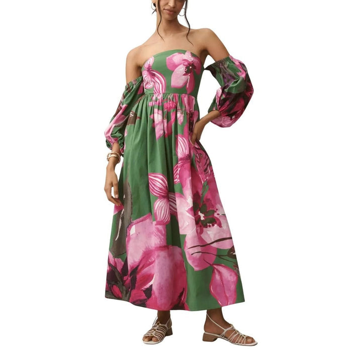 Anthropologie Off - The - Shoulder Floral Printed Maxi Dress - Runway Catalog