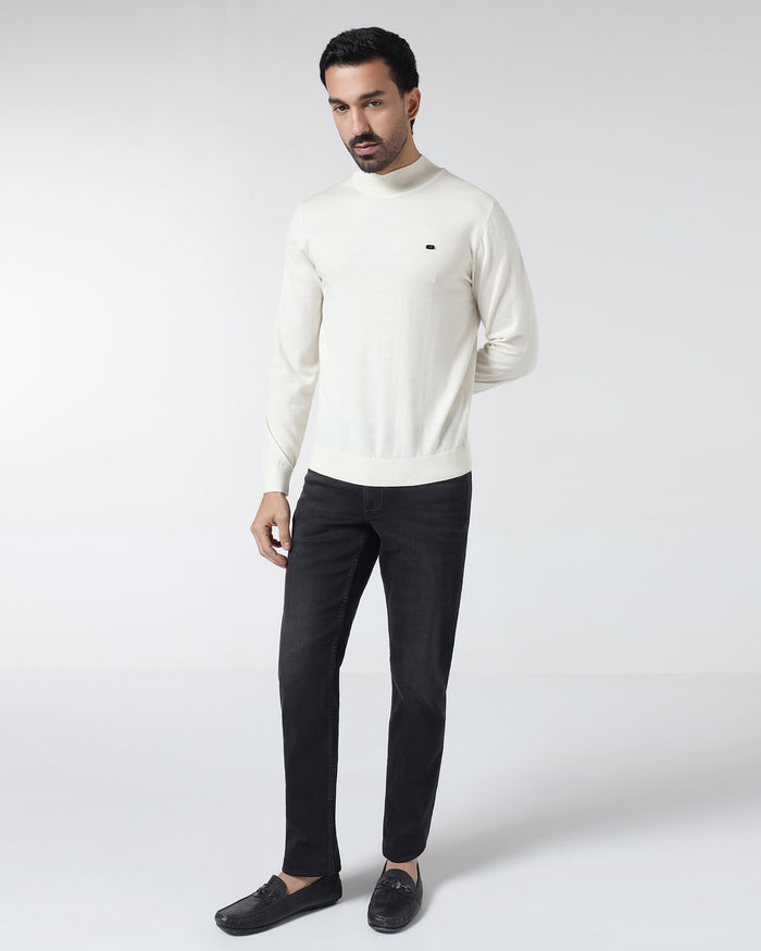 Off White Solid Sweater - Jester