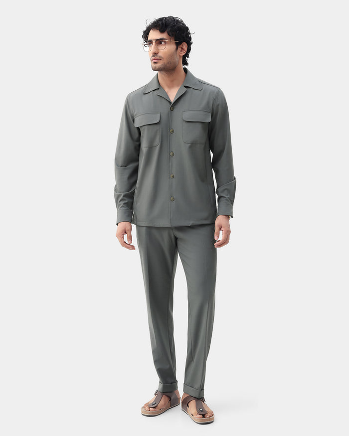 Olive Two Piece Textured Suit - Konfet