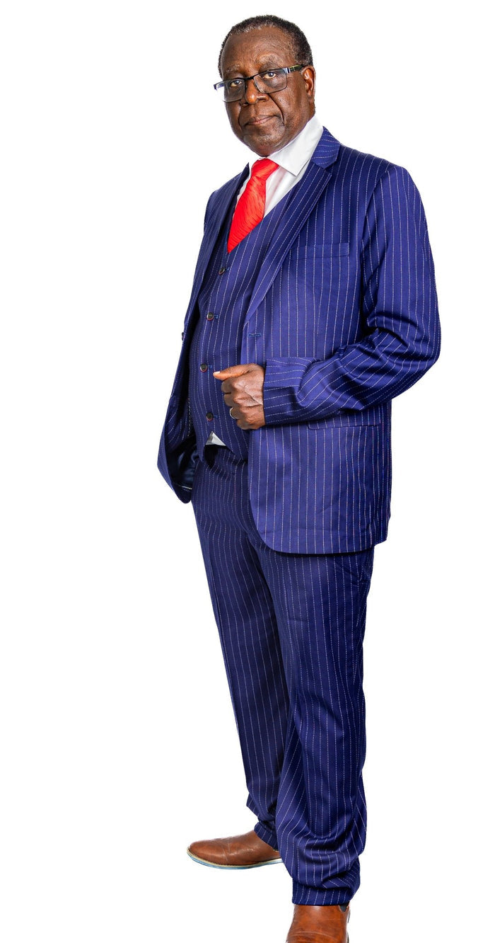 One Button Men's Striped Three-piece Suit, Jacket + Vest + Pants, Wedding Party Formal Wear, Plaid Suit-UY308017 - SimonVon Shop