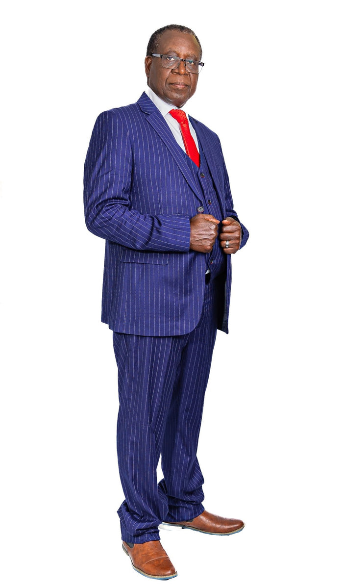 One Button Men's Striped Three-piece Suit, Jacket + Vest + Pants, Wedding Party Formal Wear, Plaid Suit-UY308017 - SimonVon Shop