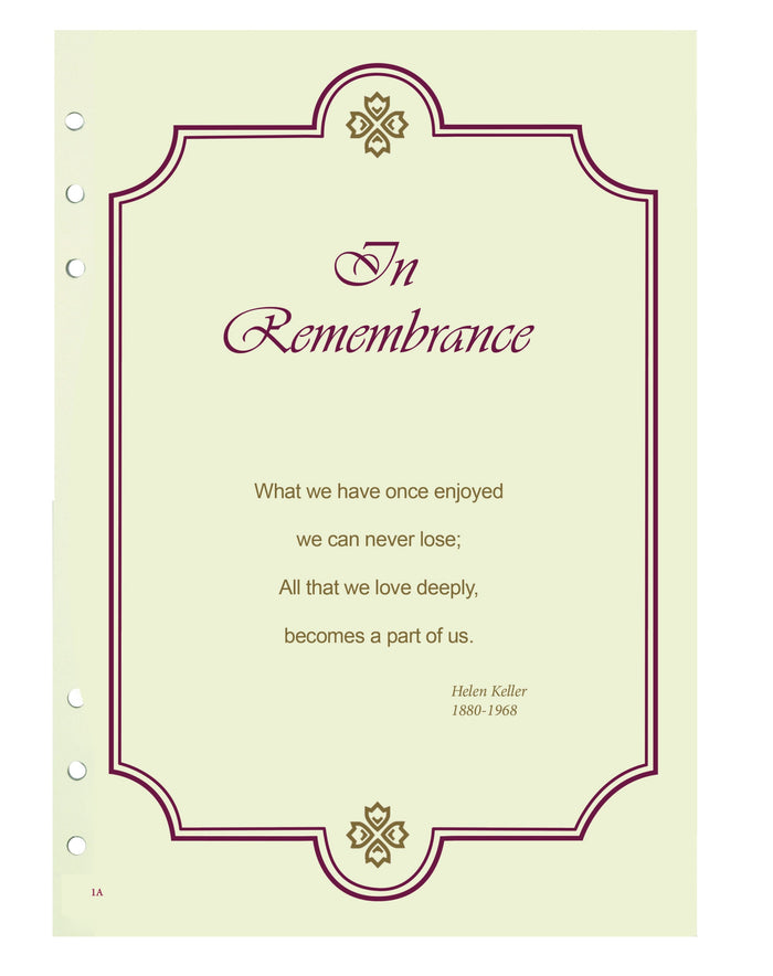 Ornate Burnished Frame Funeral Guest Book - Burgundy - 6 Ring - ST8558-BK