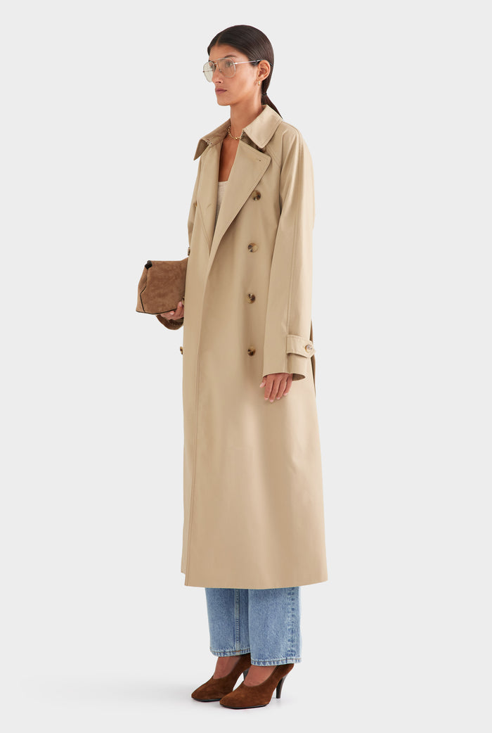 Oversized Cotton Trench Coat - Pale Khaki