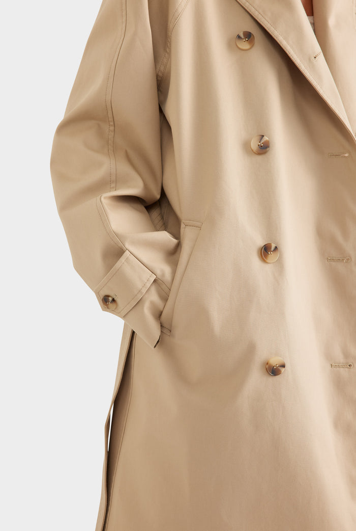 Oversized Cotton Trench Coat - Pale Khaki