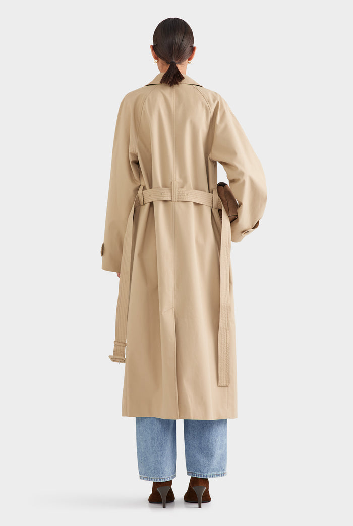 Oversized Cotton Trench Coat - Pale Khaki