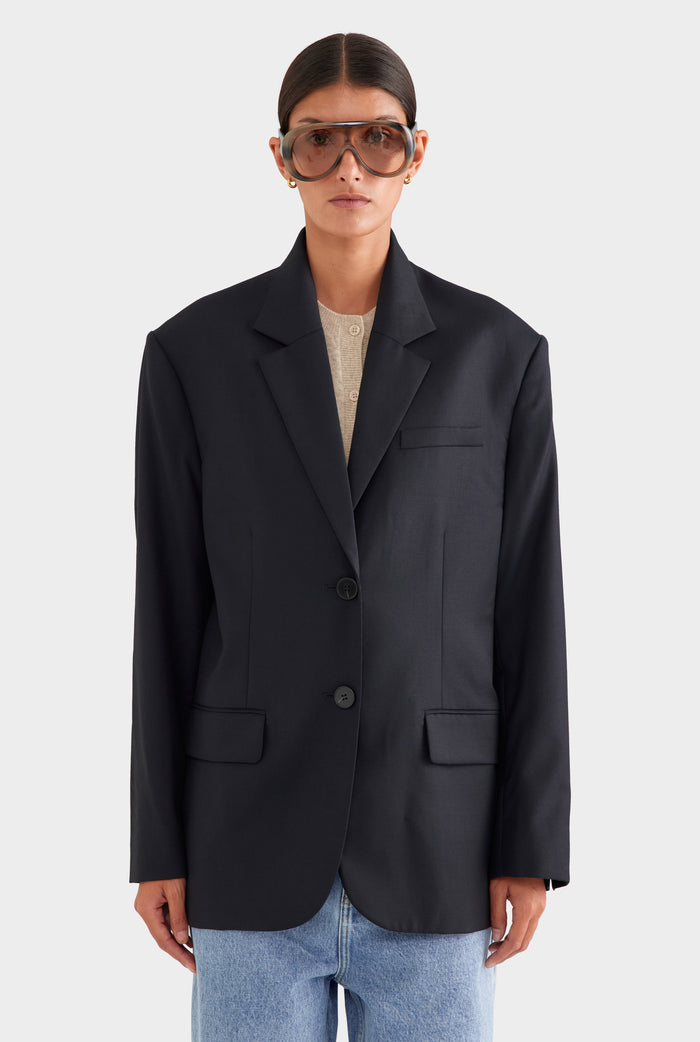 Oversized Wool Blazer - Black