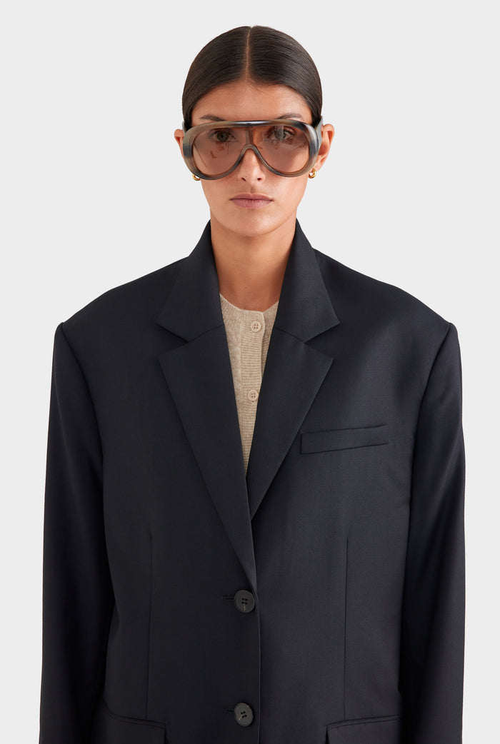 Oversized Wool Blazer - Black