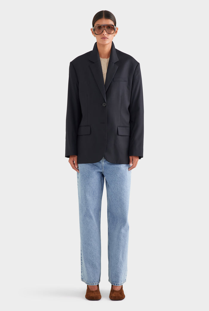 Oversized Wool Blazer - Black