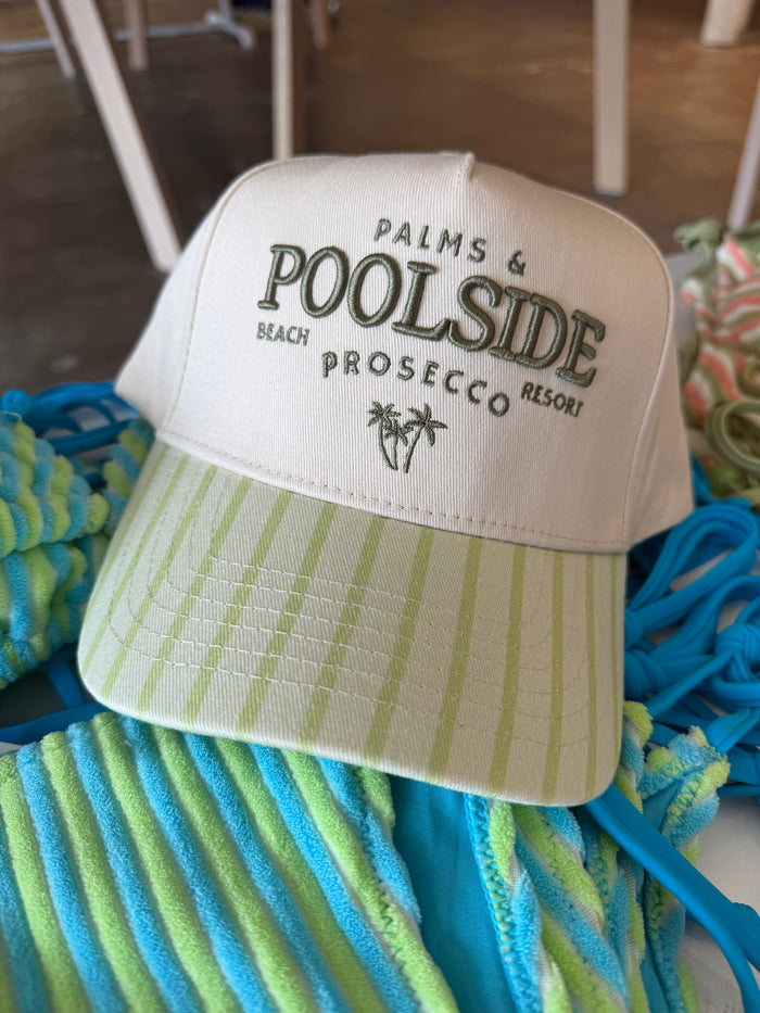 palms and poolside trucker hat