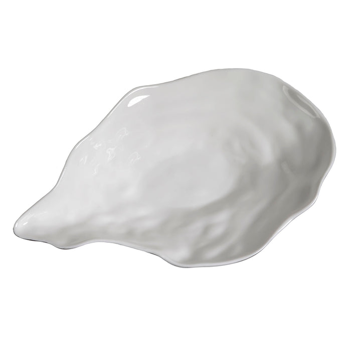 Pampa Bay Porcelain Oyster Bowl with Titanium-Plated Exterior, White and Silver