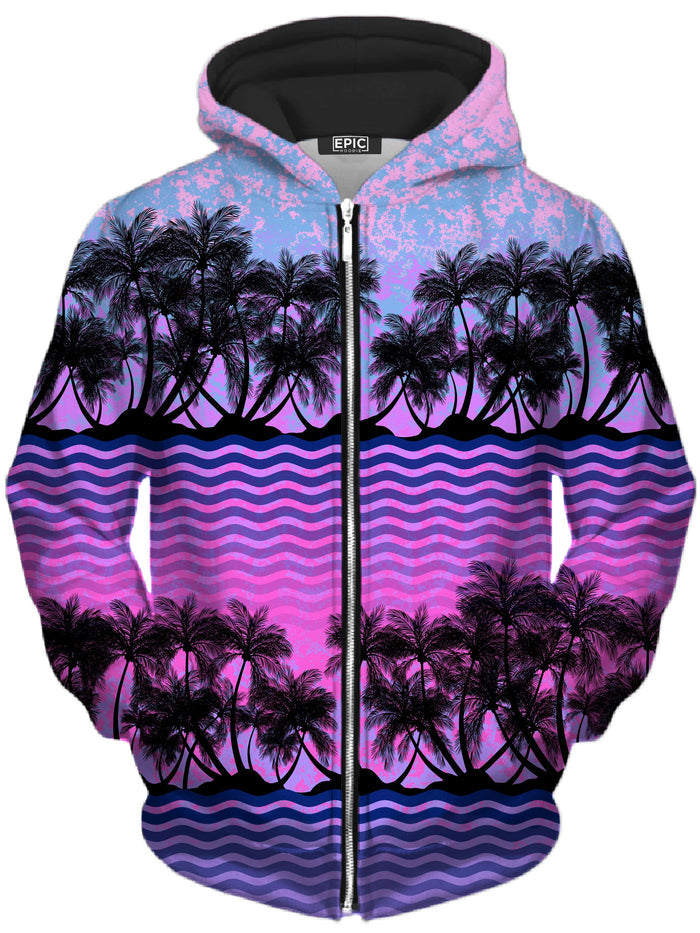 Paradise Palm Trees Unisex Zip-Up Hoodie Sartoris Art Epic Hoodie