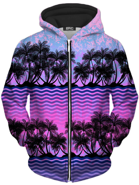 Paradise Palm Trees Unisex Zip-Up Hoodie Sartoris Art Epic Hoodie