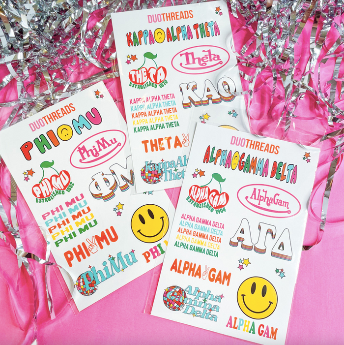 Phi Mu Colorful Sticker Sheet