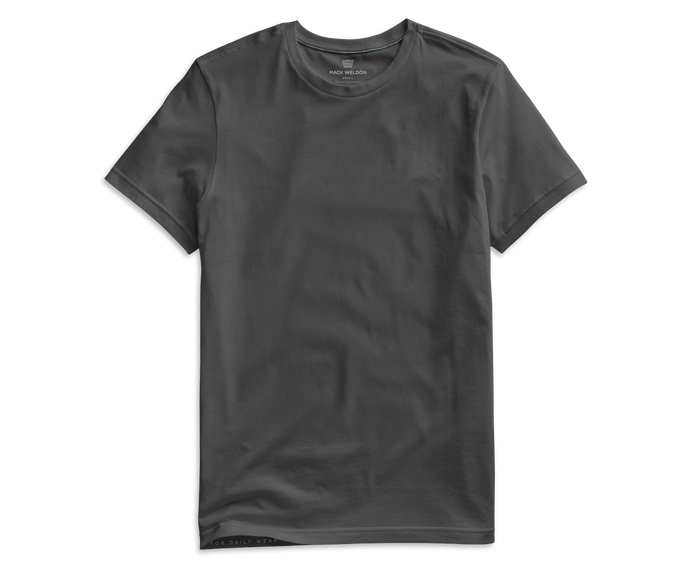 Asphalt | Front view of Pima Crew Neck T-Shirt in Asphalt