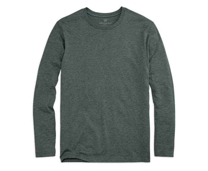 Midnight Pine Heather | Front view of Pima Long Sleeve T-Shirt in Midnight Pine Heather