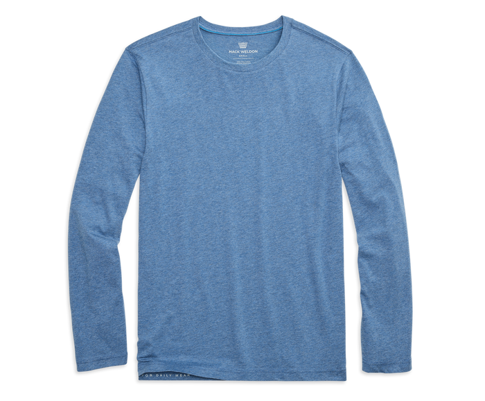 Gulfstream Heather | Front view of Pima Long Sleeve T-Shirt in Gulfstream Heather