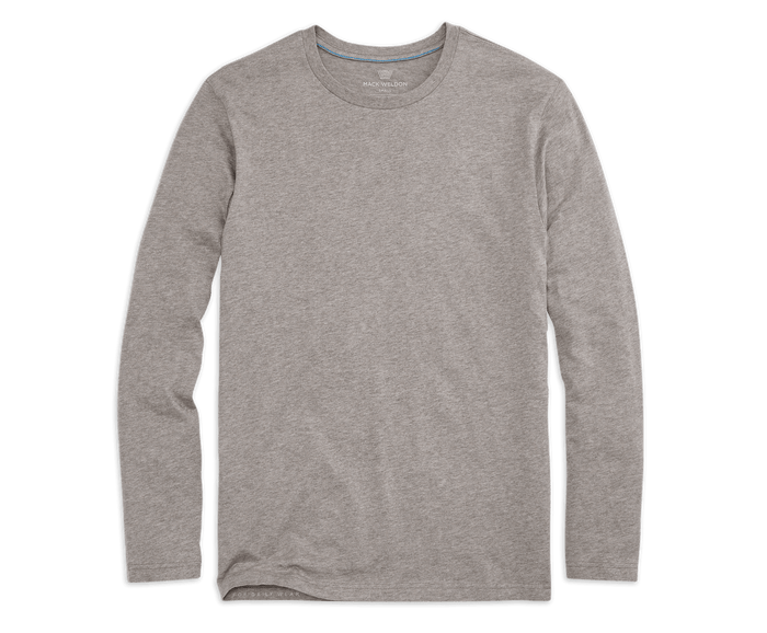 Walnut Heather | Front view of Pima Long Sleeve T-Shirt in Walnut Heather